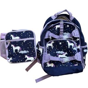 Pottery Barn Kids Mackenzie Navy Unicorn Backpack, Lunch box, water bottle